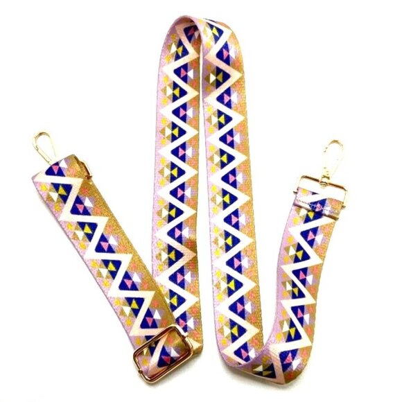Bag Purse Strap Shoulder Cross Body Geometric Pattern Multi-Color Adjustable - Picture 1 of 4